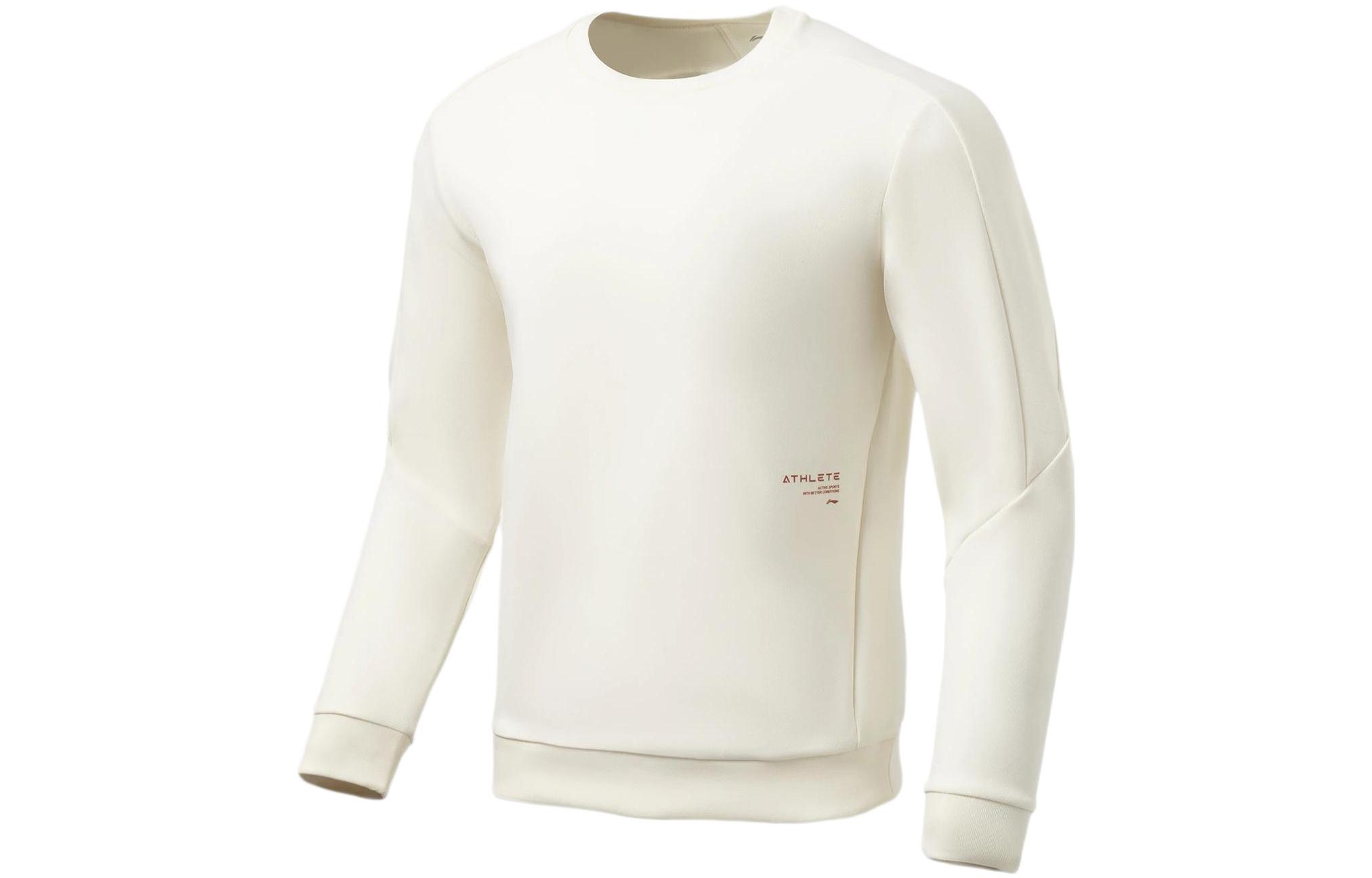 Li-Ning Crewneck Pullover Sweatshirt Vanilla White Fitness Training Edition AWDS007-5