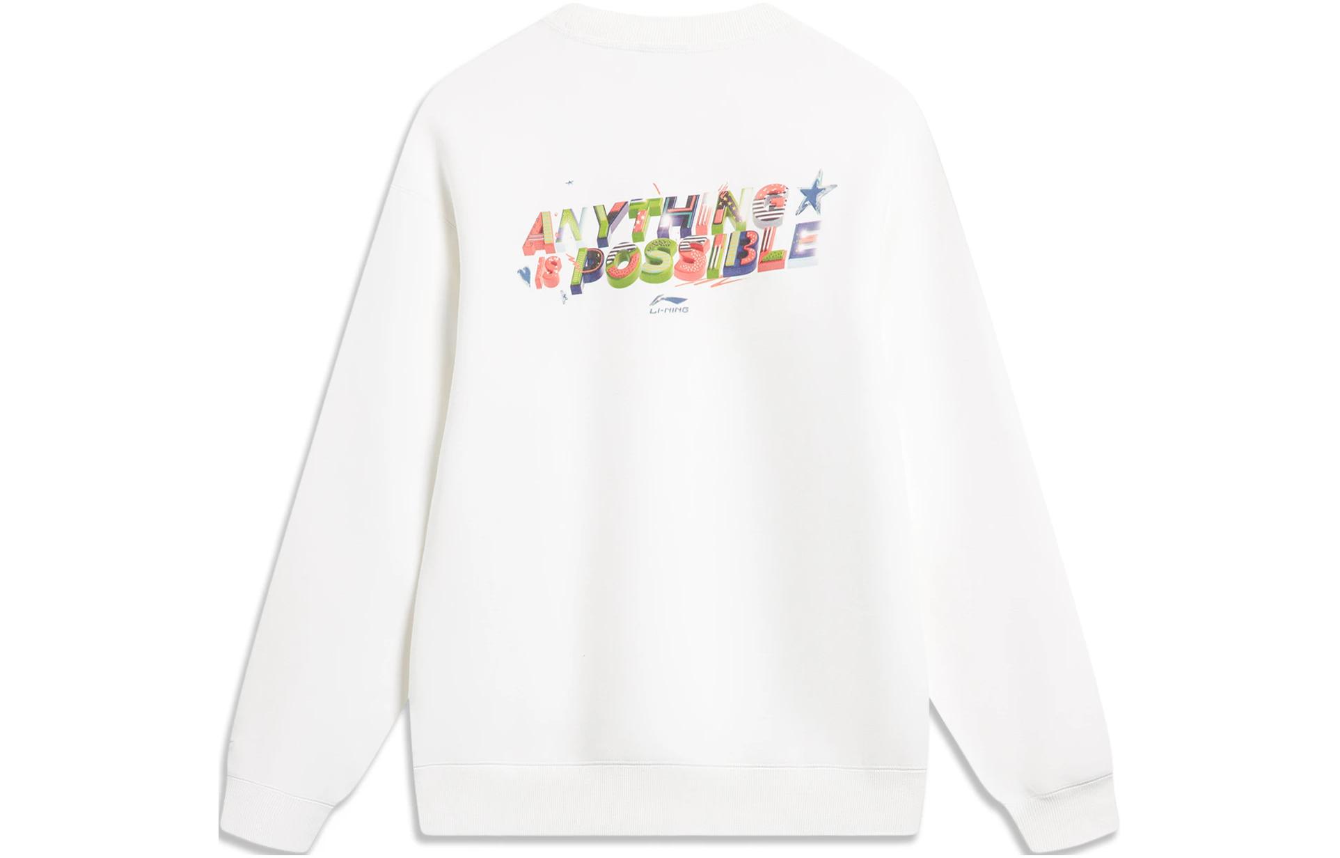 Li-Ning Crewneck Sweatshirt Letter Print Standard White AWDU019-5