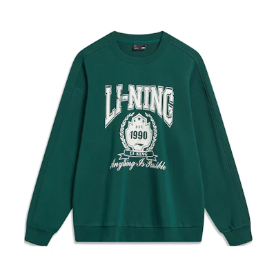 Li-Ning Crewneck Sweatshirt Letter Print Unisex Dark Green Casual Series AWDTB59-7