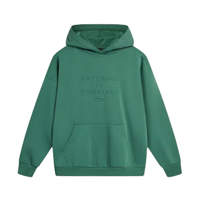 Li-Ning Deep Celadon Green Fleece Hoodie - Sporty Casual Style AWDT747-2