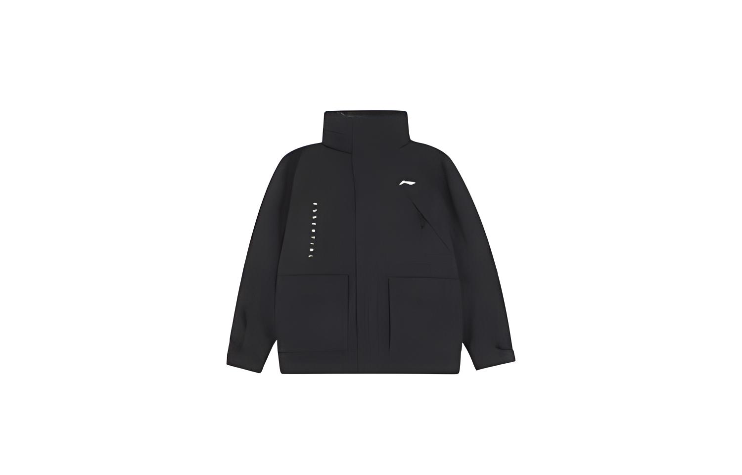 Li-Ning Detachable Windproof Warm Jacket Black Long Sleeve Casual Coat AWBR019-2