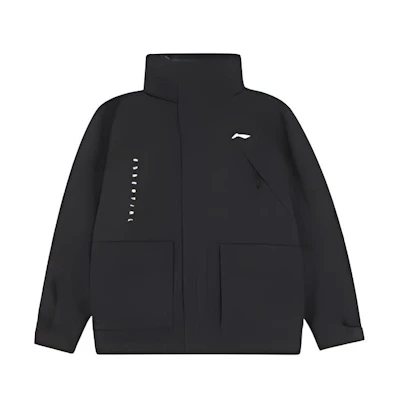 Li-Ning Detachable Windproof Warm Jacket Black Long Sleeve Casual Coat AWBR019-2