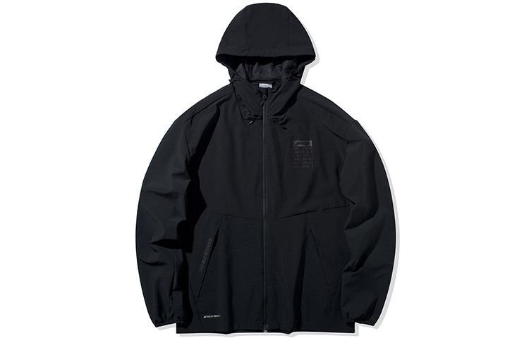 Li-Ning Digital Print Water-Resistant Sports Hoodie Jacket Black AFDQ027-1