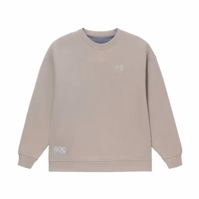 Li-Ning Dual-Sided Loose Fit Crewneck Sweatshirt Unisex Oatmeal Grey/Gray AWDS085-2