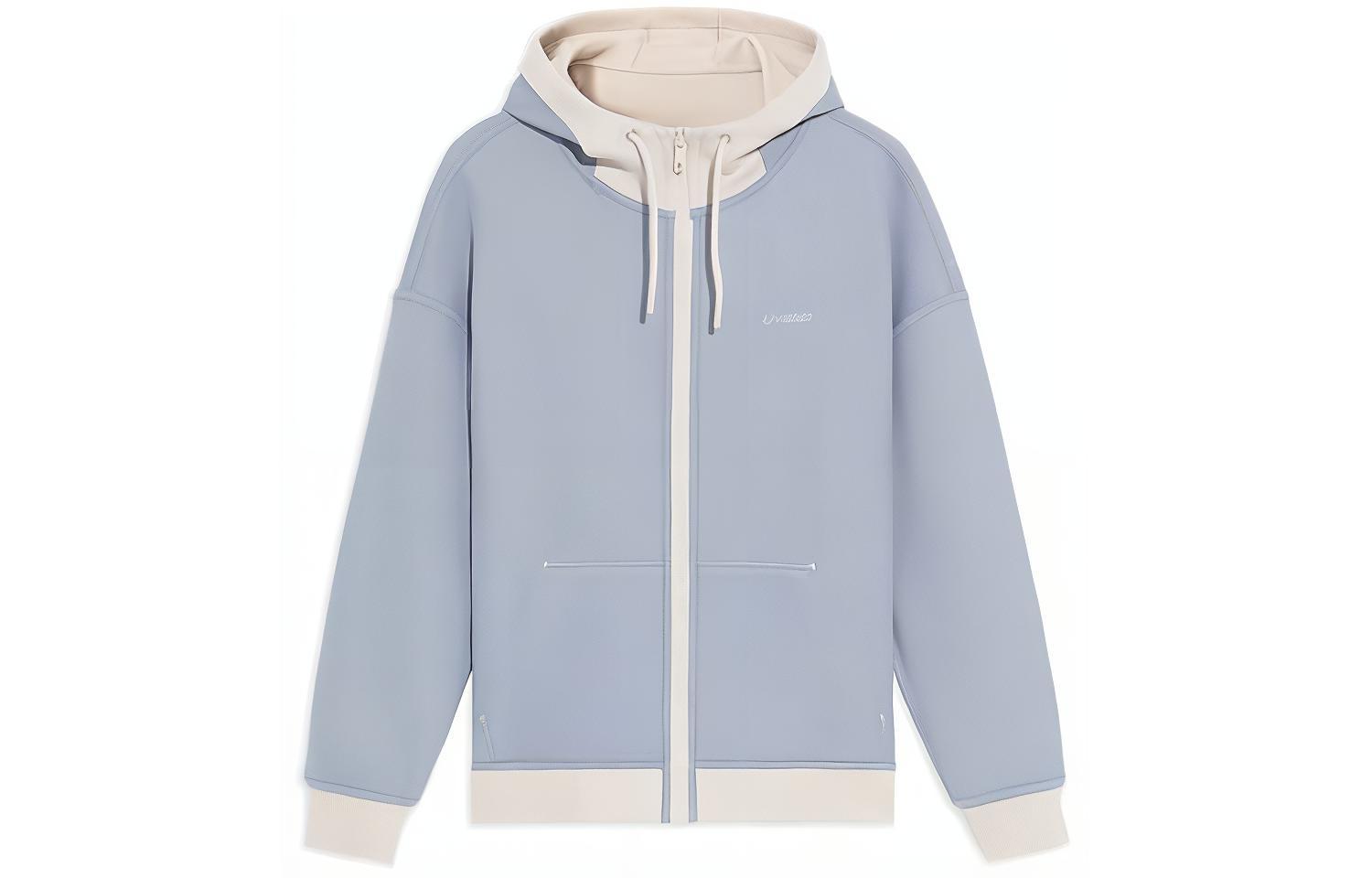 Li-Ning Dual-Sided Zipper Oatmeal Gray Sweatshirt - Unisex Fashion & Comfort AWDS081-5