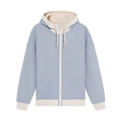 Li-Ning Dual-Sided Zipper Oatmeal Gray Sweatshirt - Unisex Fashion & Comfort AWDS081-5