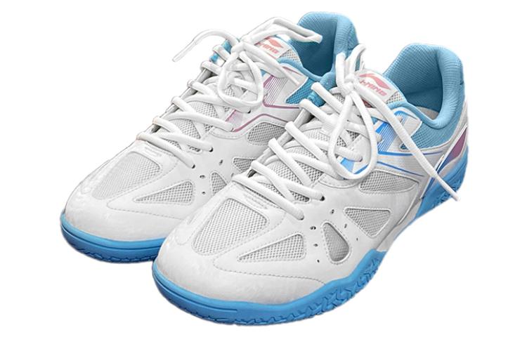 Lookbook 李寧鷹眼防滑耐磨減震低幫乒乓球鞋 男女同款 白藍