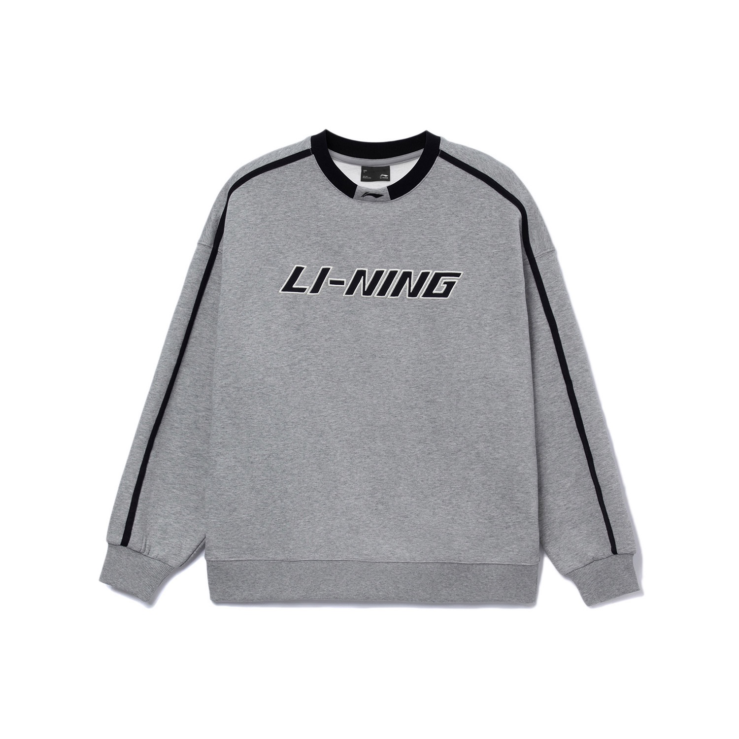 Li-Ning Embroidered Graphic Crewneck Sweatshirt Unisex Casual - Grey YWDT541-3