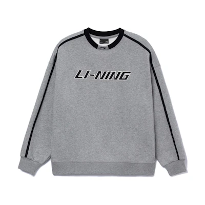 Li-Ning Embroidered Graphic Crewneck Sweatshirt Unisex Casual - Grey YWDT541-3