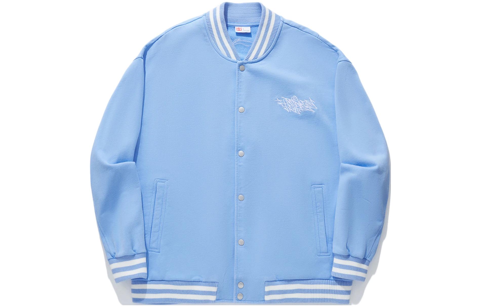 Li-Ning Embroidered Knit Bomber Jacket in Bright Blue AFDU247-3