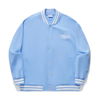 Li-Ning Embroidered Knit Bomber Jacket in Bright Blue AFDU247-3