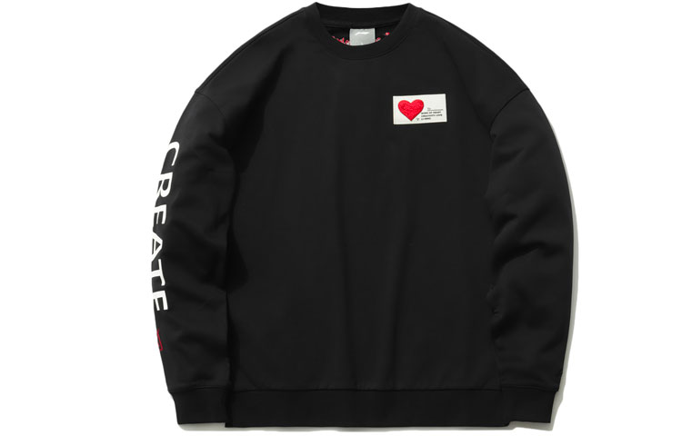 Li-Ning Embroidered Letter Pullover Sweatshirt Unisex Black AWDR372-1