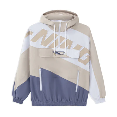 Li-Ning Embroidered Logo Colorblock Loose Fit Hoodie Jacket Off-White AFDS031-3