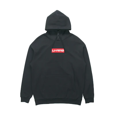 Li-Ning Embroidered Logo Fleece Hoodie Relaxed Fit Unisex Black AWDQB19-2