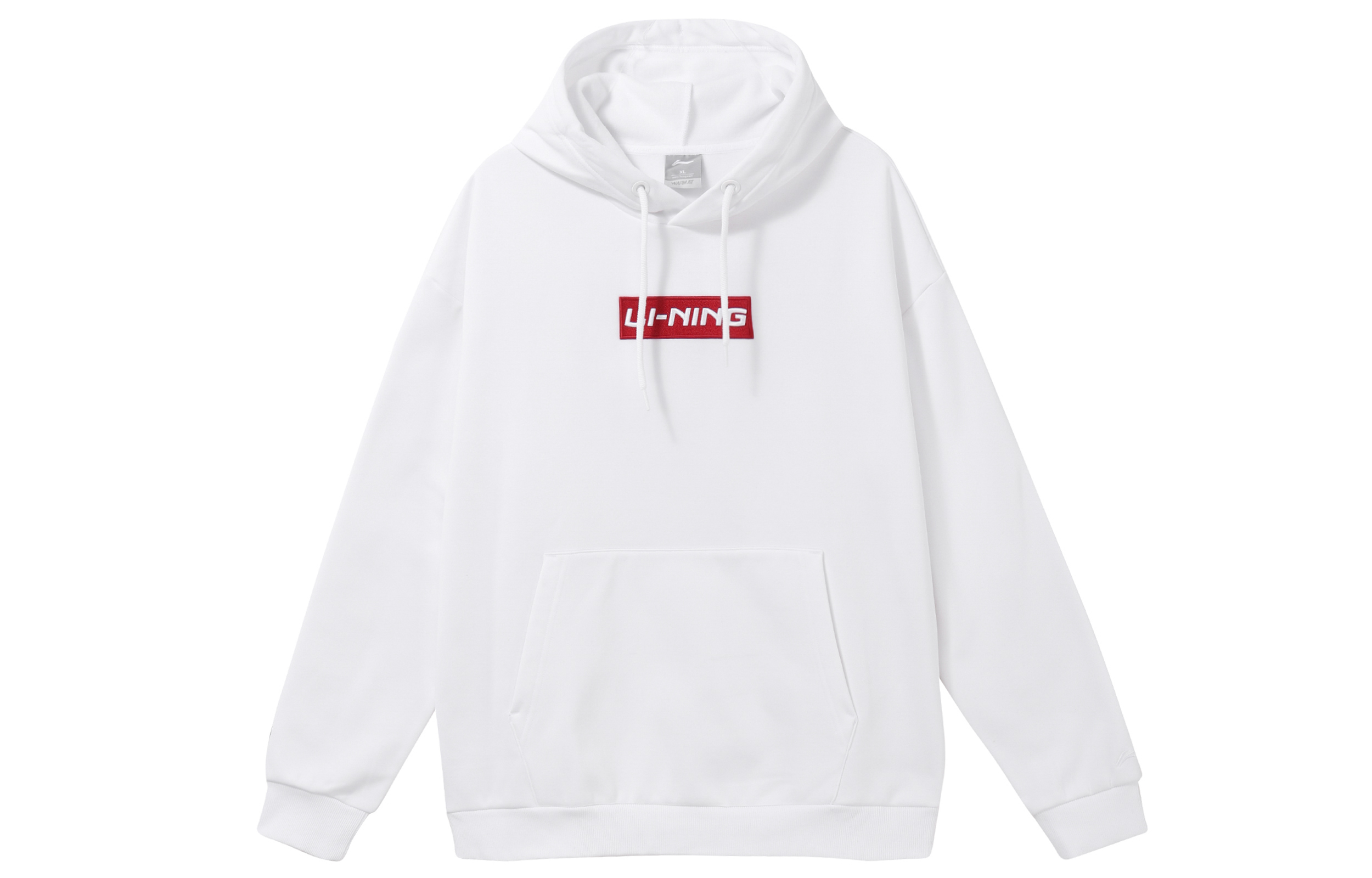 Li-Ning Embroidered Logo Fleece Hoodie White Unisex Couples Style AWDRC33-1