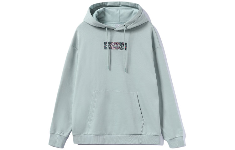 Li-Ning Embroidered Logo Fleece Pullover Sweatshirt Unisex - Gray Mist Green AWDRD42-3