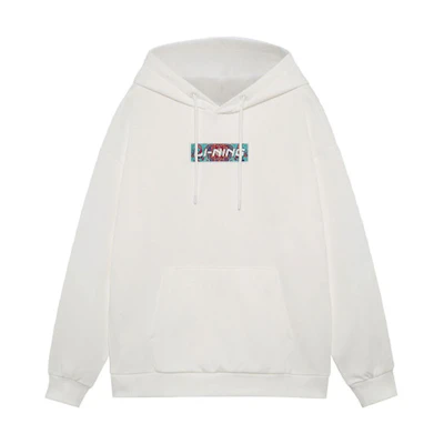 Li-Ning Embroidered Logo Fleece Pullover Winter Sweatshirt Unisex Cream White AWDRD42-7