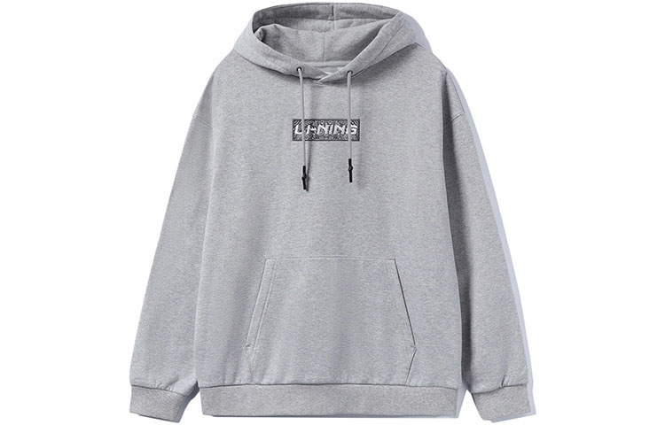 Li-Ning Embroidered Logo Fleece Sweatshirt Unisex Couple Style - Heather Gray AWDRB74-2