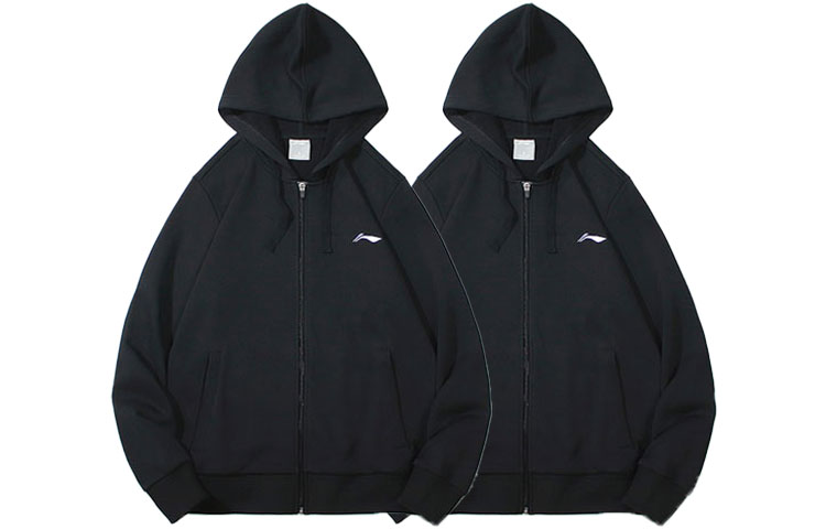 Li-Ning Embroidered Logo Loose Fit Knit Zip Hoodie (2-Pack) - Black () AWDRB25-1-2-PACK