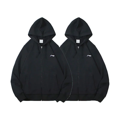 Li-Ning Embroidered Logo Loose Fit Knit Zip Hoodie (2-Pack) - Black () AWDRB25-1-2-PACK