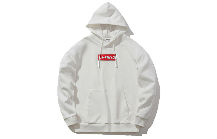 Li-Ning Embroidered Logo White Hoodie Unisex Casual Pullover AWDR569-1