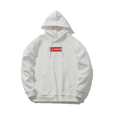 Li-Ning Embroidered Logo White Hoodie Unisex Casual Pullover AWDR569-1