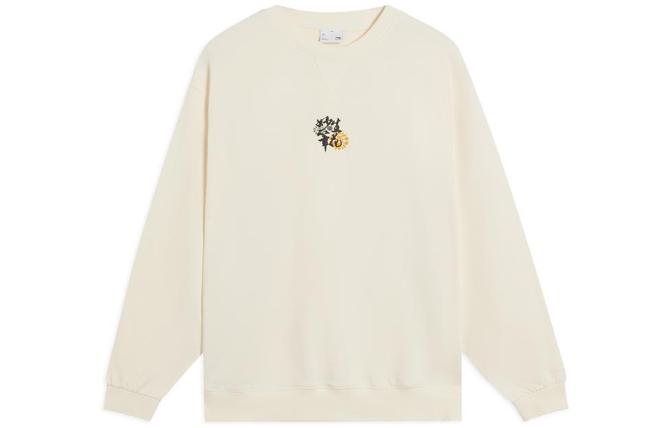 Li-Ning Embroidered Logo White Sweatshirt Casual Sportswear AWDS665-1