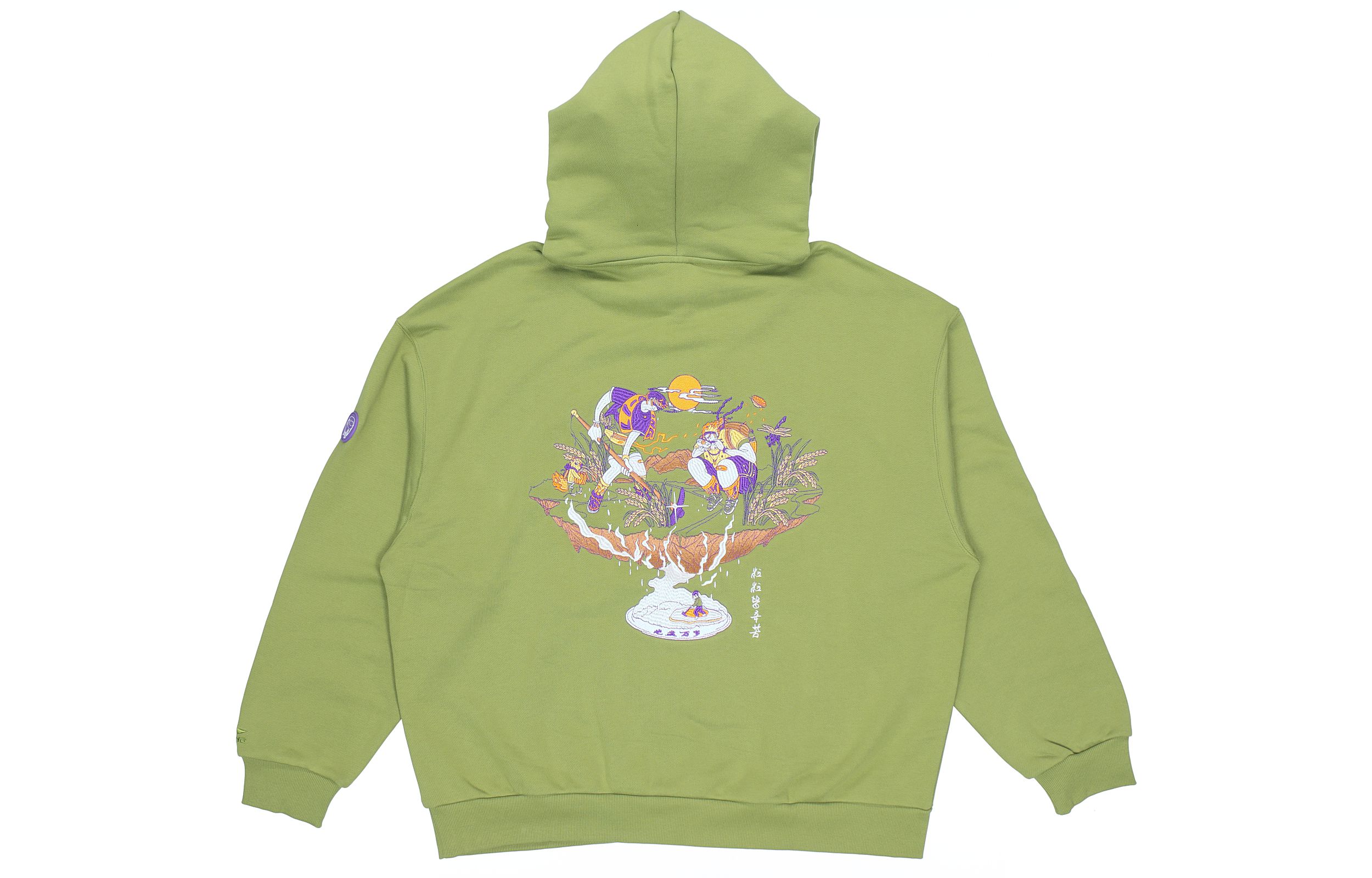 Li-Ning Embroidered Loose Pullover Sweatshirt Green Fashion Series AWDR641-1