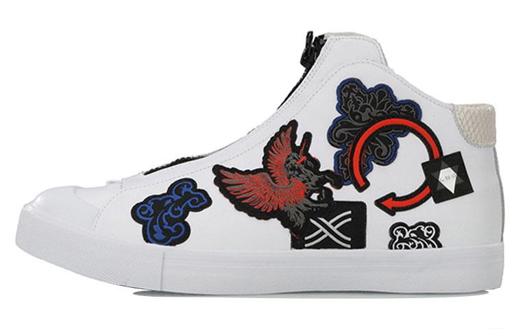 Li-Ning Embroidered Mid-Top Casual 'White Red' LLAN047-1