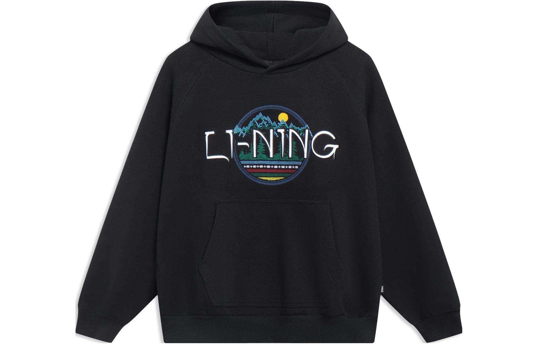 Li-Ning Embroidered Pullover Sweatshirt Unisex Black AWDT257-1