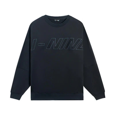 Li-Ning Embroidered Pullover Sweatshirt Unisex Couple Style - Black AWDS927-3