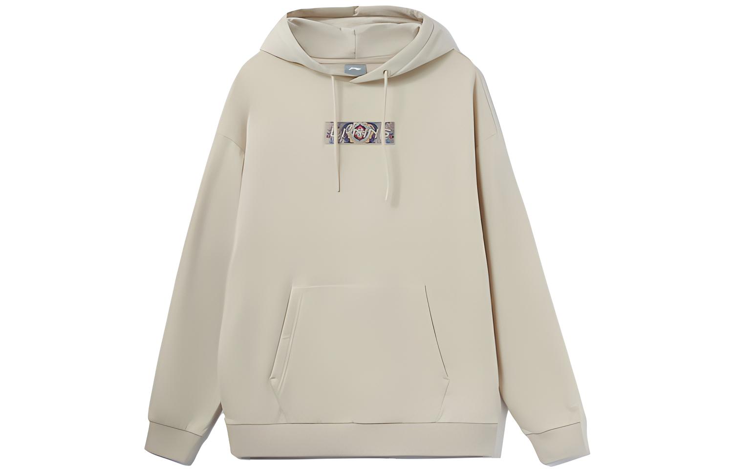 Li-Ning Fashion Embroidered Logo Fleece Pullover Sweatshirt Unisex Oyster Gray AWDRD42-6