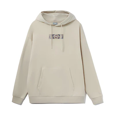 Li-Ning Fashion Embroidered Logo Fleece Pullover Sweatshirt Unisex Oyster Gray AWDRD42-6