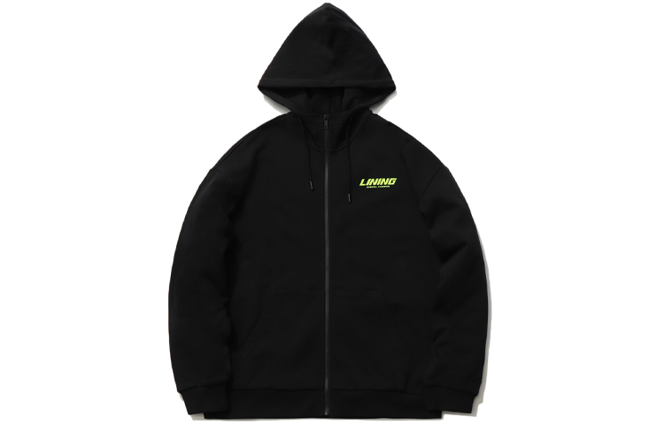 Li-Ning Fashion Series Letter Print Zip-Up Hoodie Unisex - Black AWDR500-6