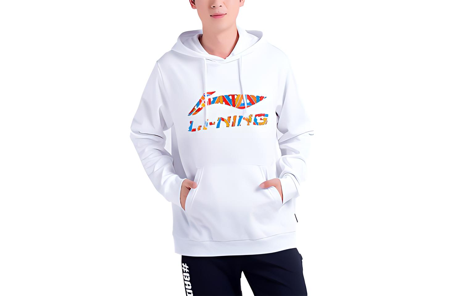 Li-Ning Fashion Series White Letter Print Sports Hoodie AWDQB21-2