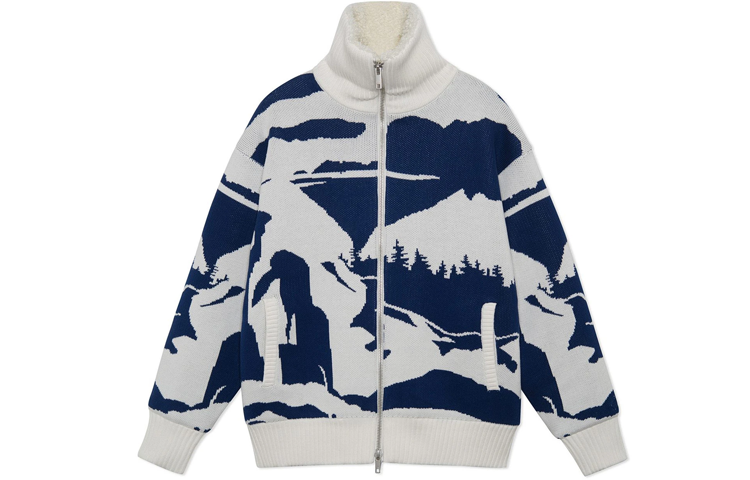 Li-Ning Fashion Show Fleece-Lined Knit Jacket Unisex Off-White AFDS225-1