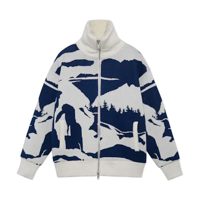 Li-Ning Fashion Show Fleece-Lined Knit Jacket Unisex Off-White AFDS225-1