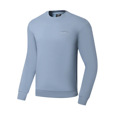 Li-Ning Fitness Crewneck Pullover Fleece Sweatshirt Soft Gray Blue AWDSA47-4