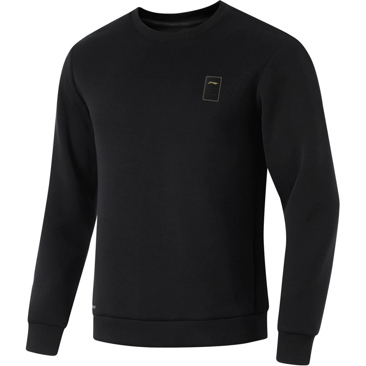 Li-Ning Fitness Crewneck Pullover Sweatshirt Black Casual Activewear AWDU575-1