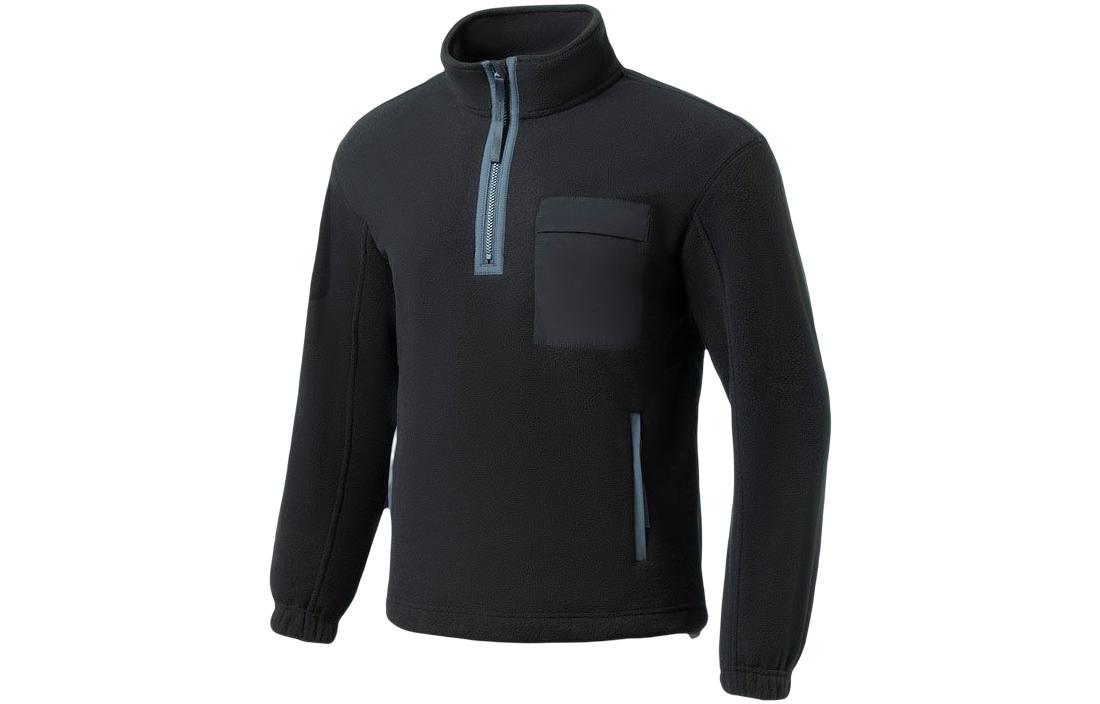 Li-Ning Fitness Half-Zip Sweatshirt Black with Logo Design AENR001-3