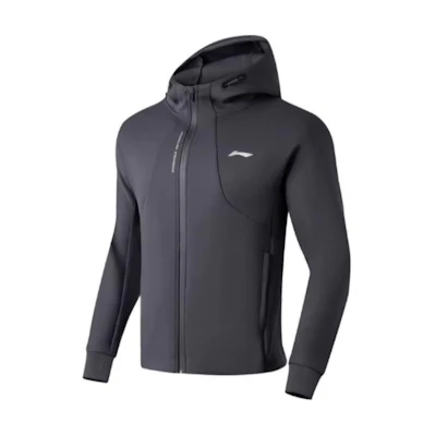 Li-Ning Fitness Hoodie Grey - Comfy Casual Logo Print Zip-Up AWDT001-2