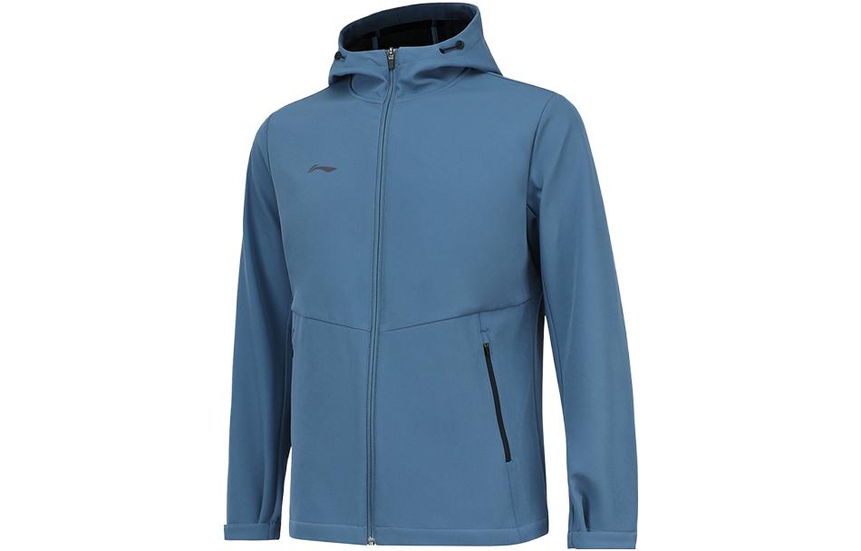 Li-Ning Fitness Hoodie Jacket Men’s Gray Indigo Water-Resistant Fleece AFDSC13-3