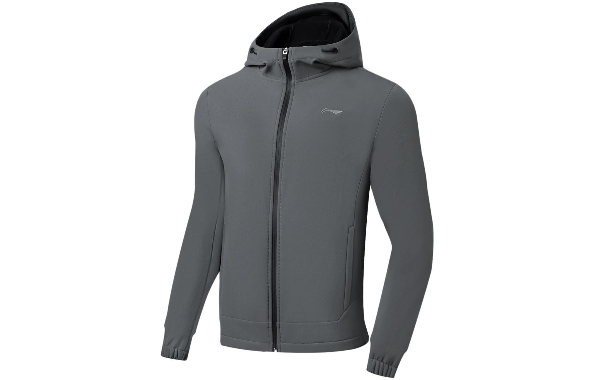 Li-Ning Fitness Hoodie Jacket with Logo Print - Gray AFDSA01-2
