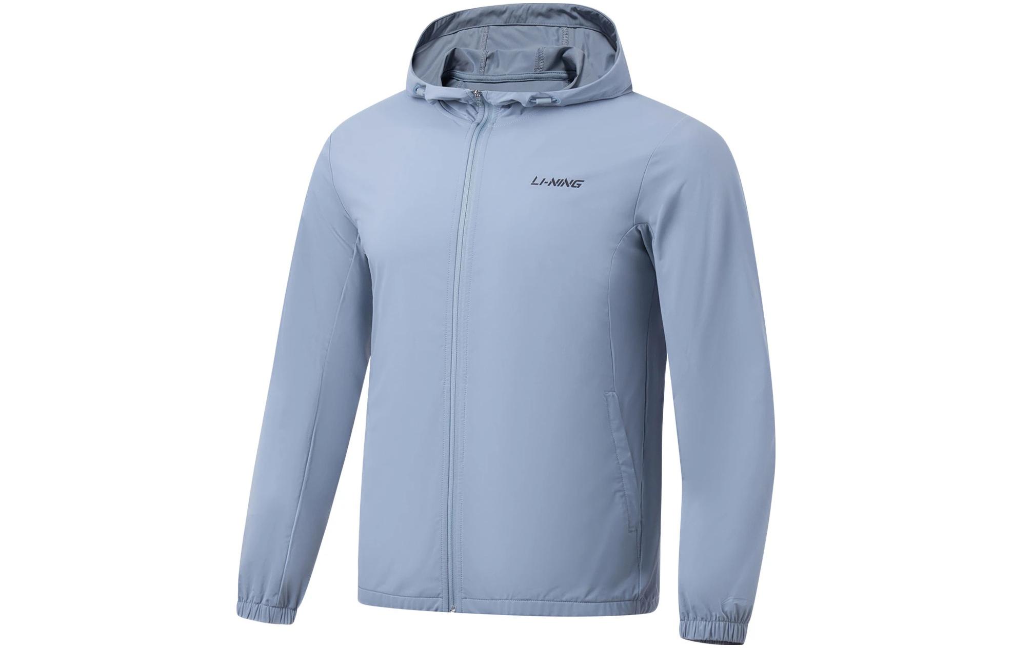 Li-Ning Fitness Hoodie Letter Print Soft Gray Blue AWDT569-1