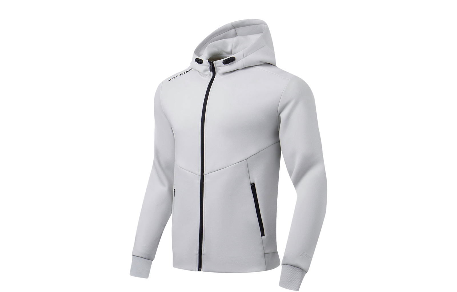 Li-Ning Fitness Hoodie Letter Print Zip Up - Coin Gray AWDT567-1