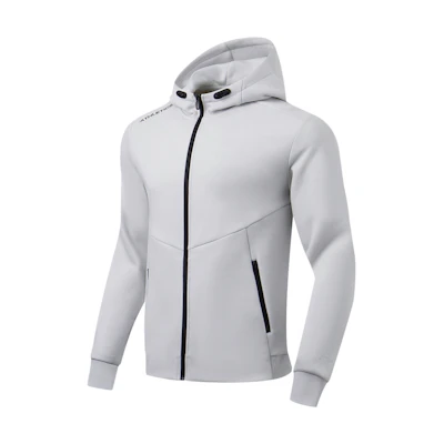 Li-Ning Fitness Hoodie Letter Print Zip Up - Coin Gray AWDT567-1