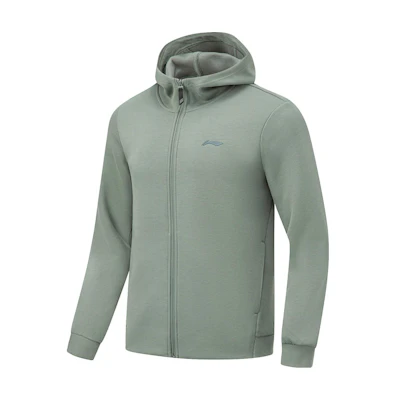 Li-Ning Fitness Hoodie Solid Color Warm Zip-Up - Gray Green AWDT797-5