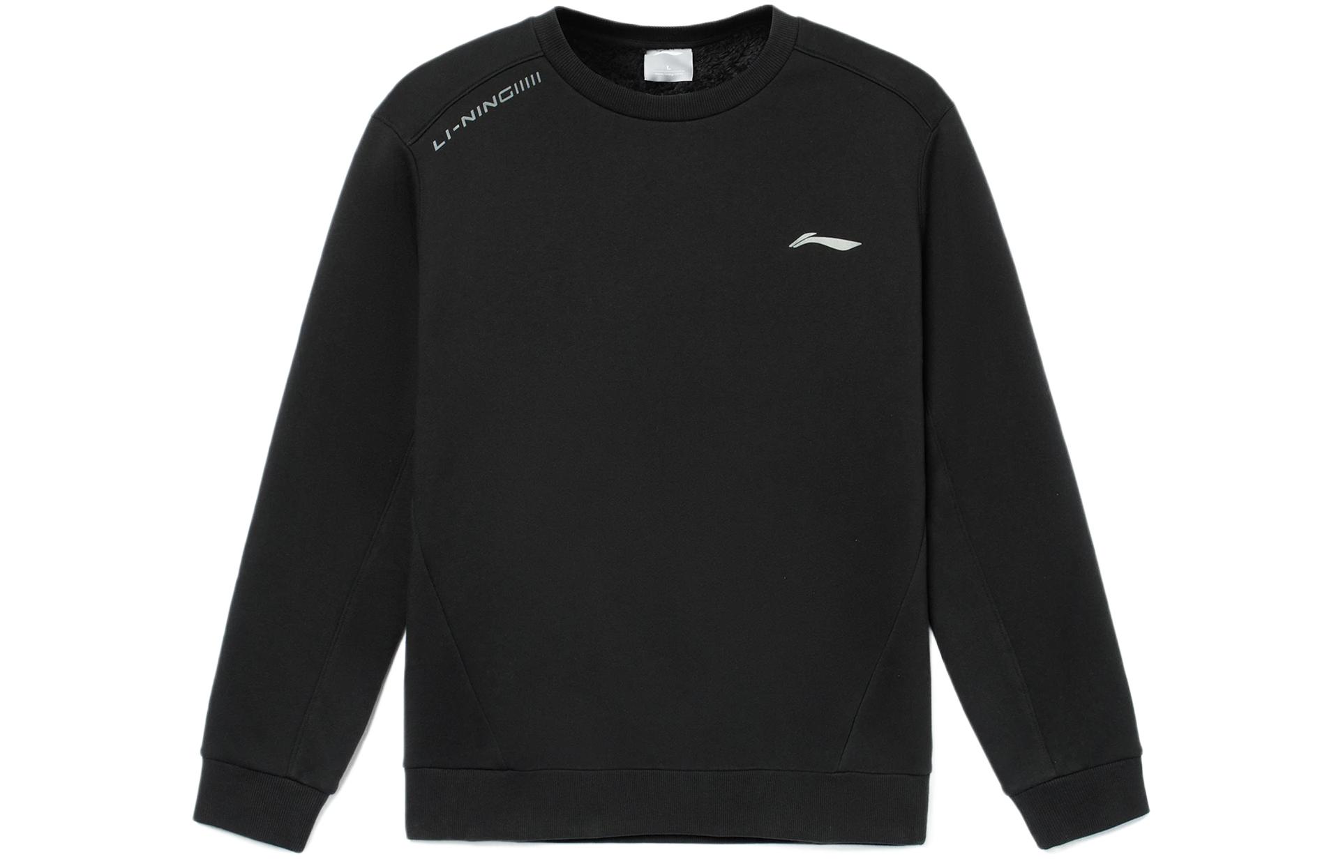 Li-Ning Fitness Logo Print Fleece Sweatshirt Black Winter Edition AWDRE59-2