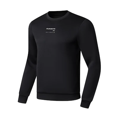 Li-Ning Fitness Logo Print Pullover Long-Sleeve Sweatshirt Black AWDT035-1