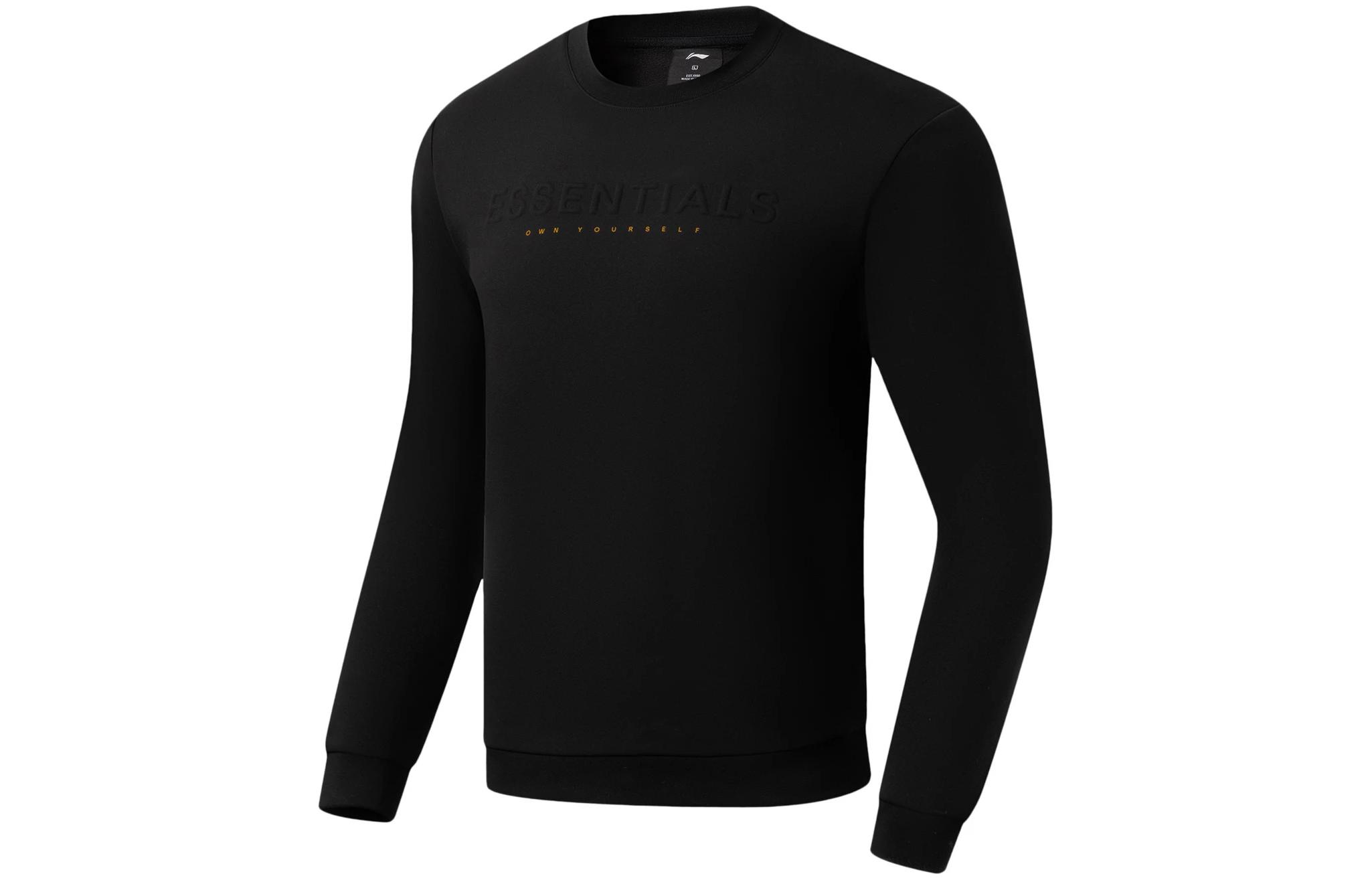 Li-Ning Fitness Pullover Sweatshirt Black with Letter Print AWDSA49-1